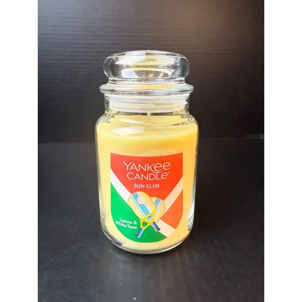 Yankee Candle LEMON & WHITE ROSE 22 oz Pickleball Single Wick Large Jar Candle